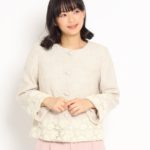 レース切替えノーカラージャケット/ライトベージュ(051)