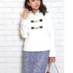 ビット付アンゴラショートコート/ホワイト