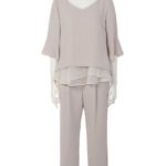 Apuweiser Luxe バックシャンブラウス×パンツセットアップ/ベージュ
