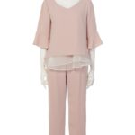 Apuweiser Luxe バックシャンブラウス×パンツセットアップ/ピンク