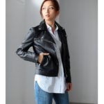 【AZUL by moussy】合皮Wライダース/BLK