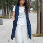 ロングジャケットベスト/ネイビー