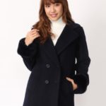 レッキスファー付Ｐコート/ネイビー