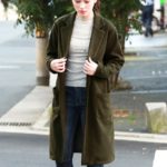 フェイクモッサロングチェスターコート/カーキ