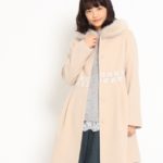 フォックスファー付ウールコート/ライトベージュ(051)