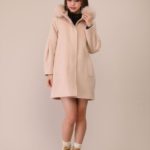 フォックスファー付コクーンコート/ライトピンク