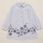 プリント長袖ロングシャツ/ネイビー