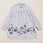 プリント長袖ロングシャツ/ネイビー
