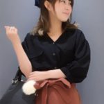 ポケ付スキッパーブラウス/ブラック