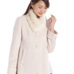ウール50%ノーカラージャコート　3/ピンク