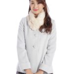ウール50%ノーカラージャコート　3/サックス