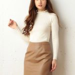 フェイクレザースカート/モカ