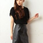フェイクレザースカート/ブラック