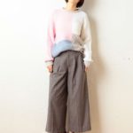 ミドルカラーワイドパンツ/杢グレー