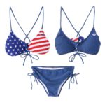 【X-girl x ROXY】STAR STRIPES BIKINI SET/ネイビー