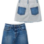 DENIM & SWEAT MIXED MINI SKIRT/インディゴ